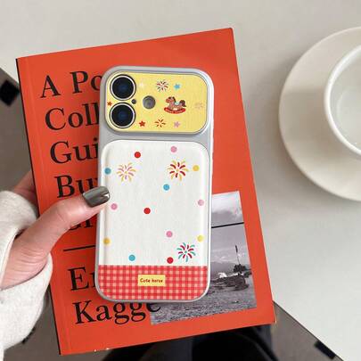 Minimalist White Background Polka Dot Firework Pattern Phone Case For IPhone 17 Pro Max / 16 Pro Max / 15 Pro Max / 14 Pro / 13, Fashionable Women Phone Case, Minimalist Phone Case