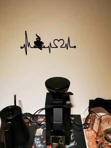 Hello Young 1pc Classic Coffee Heartbeat Metal Wall Decor, Art Piece, Suitable For Coffee Lovers Home Decoration, This Bar-Shaped Design Is Humorous And Fashionable, Applicable To Bedroom, Study And Various Spaces, Exquisite Metal Wall Decor, Suitable For Valentine's Day Decoration, Valentine's Day Gift, Home Decor, Room Decor, Wall Decor, Birthday, Graduation Ceremony And Other Occasions. - Black - View 8