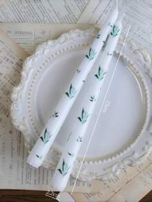 2 piezas/Set, Dos velas con patrón floral, Velas de escritorio de 25 cm con patrón vintage, Velas de pilar con flores chinas, Regalo para el Día de la Madre, Decoración para fiesta de boda, Velas para ambiente festivo, Adecuadas para boda, cena, decoración del hogar, fiesta, decoración de mesa de comedor - Multicolor - Ver 10