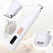 1个带LED灯的狗狗指甲磨甲器，超静音狗狗美容套装，含替换刀片，防水可充电宠物毛发修剪器，适用于小型犬猫的爪子、眼睛、耳朵、脸部和臀部，日常美容 - 彩色 - 查看 20