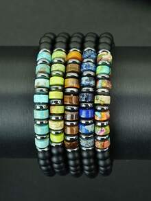 diffone 时尚手工6毫米天然帝王石手链，男士臂环饰品 - 帝皇石個性手鍊 - 查看 7