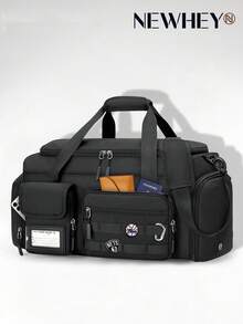 NEWHEY 40L Large Capacity Travel Duffel Bag, Unisex Waterproof Gym Bag With Shoe Compartment And Wet Pocket, Weekend Hiking Backpack - Black - View 9