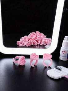 心形睫毛胶收纳盒 - 50/100/200/300/500/600/700支装睫毛胶收纳盒，睫毛嫁接用品，加厚扇形托盘 - 彩色 - 查看 5