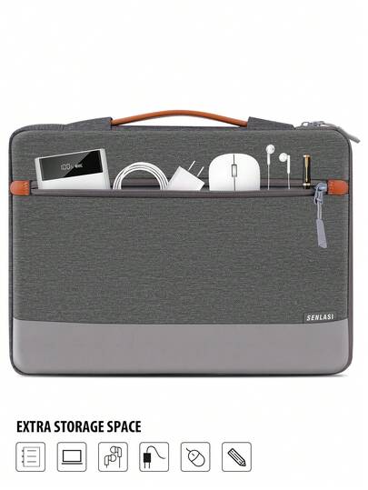 SENLASI 13-15 Inch Laptop Case Sleeve Compatible With MacBook Air 13 15 M1 M2 2012-2023, Pro 13 14 15 16 2010-2022 14-15.6 Chromebook Surface Notebook Carry Bag With Handle, Gray