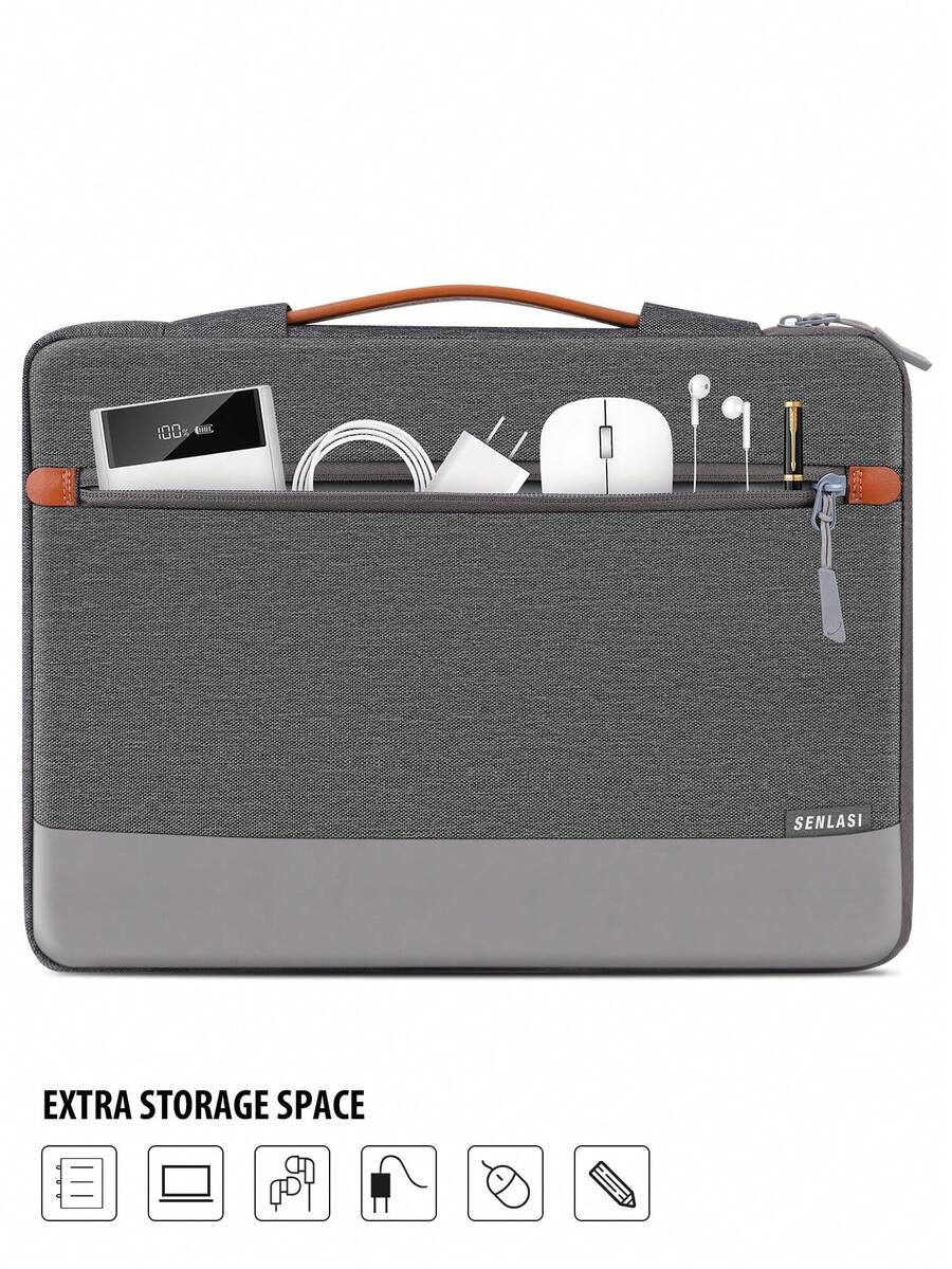 SENLASI 13-15 Inch Laptop Case Sleeve Compatible With MacBook Air 13 15 M1 M2 2012-2023, Pro 13 14 15 16 2010-2022 14-15.6 Chromebook Surface Notebook Carry Bag With Handle, Gray