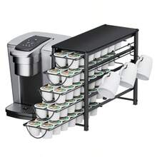 HFHOME - Soporte para cápsulas de café para mostrador soporte para cápsulas para tazas K cajón de almacenamiento de cápsulas de café de metal de 5 niveles organizador de 70 cápsulas de capacidad - Cápsulas Black70 - Ver 8