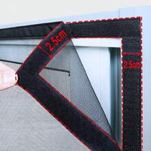1 Piece,U-Shaped Zipper Screen Window,Self-Adhesive And Reusable Mosquito Nets For Windows, Anti-Mosquito Window Screens, Tulle, In Summer Washable Mesh,Insect Mosquito Nets For Window Screen Mesh Tulle Invisible Black Fiberglass Against Mosquitoes And Flies - Black, Middle and Lower U - View 6