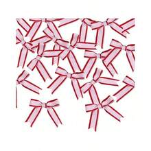30pcs Red & White Striped Bows With Twist Ties - Patriotic Decorations For Parties & Gifts - Red White Red Stripe - View 4