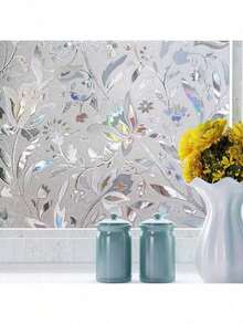Película de Ventana Elegante con Patrón de Tulipán para Privacidad, Pegatina de Privacidad para Vidrio de Baño, Anti-UV, Calcomanía de Vidrio Esmerilado para el Hogar - Autoadhesiva, Sin Pegamento, Papel de Vidrio Transparente & Opaco, Fácil de Rasgar y Pegar, - multicolor - Ver 4