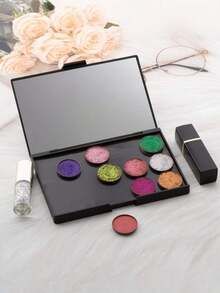 带镜子的磁性化妆盘，空白旅行化妆品收纳盒，DIY粉饼或眼影盘，化妆品，价格实惠，房间装饰，梳妆台，旅行，卧室，化妆配件，经济实惠，圣诞礼物，化妆品，化妆工具，平价好物，礼物，送给她的礼物，圣诞礼物 - 彩色 - 查看 3