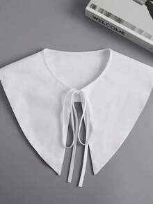 1 Pc White Palace Style Small Shawl Fake Collar, Big Pointed Collar Women's Spring And Autumn Clothing Accessories - White - View 7