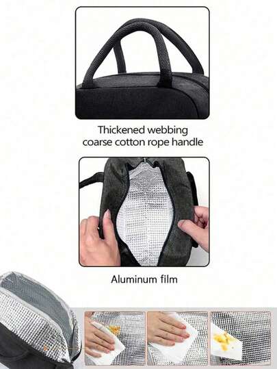 Elegant Pink Bow Pattern Insulated Lunch Bag, Large Capacity Student Lunch Storage Bag, Portable Travel Picnic Bag; Multi-Functional Handbag. Black Cutlery Organizer. Spring To Summer Essential. Suitable For Office, Outdoor, Vacation, Travel, School. Birthday Gift, Wedding Accessory, Back-To-School Gift, Mother's Day Gift, Bridesmaid Favors, Easter Gift. For Family, Friends, And Lovers