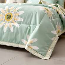 1 件亲肤水洗棉缝制格子花卉印花宽边被，柔软细腻，吸湿排汗透气，简约优雅，夏季空调毯 - 夏日如花 - 查看 7