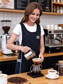 1pc Waterproof & Oil-Proof Canvas Apron - Butterfly Pattern, Adjustable, Fashionable Clothing, Stylish Kitchen Anti-Oil Scarf Suitable For Kitchen, Bathroom, Home - A - View 6