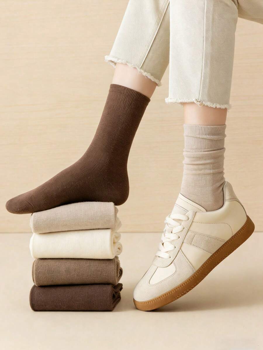 Women's Slouchy Socks, Spring/Summer Japanese Style Slouch Socks, Ins Pure White Mid-Calf Socks, Autumn/Winter Loose Mouth Maternity Socks, Ladies Long Socks, Sports Socks, Casual Socks, Daily Wear Socks - Multicolor - View 1