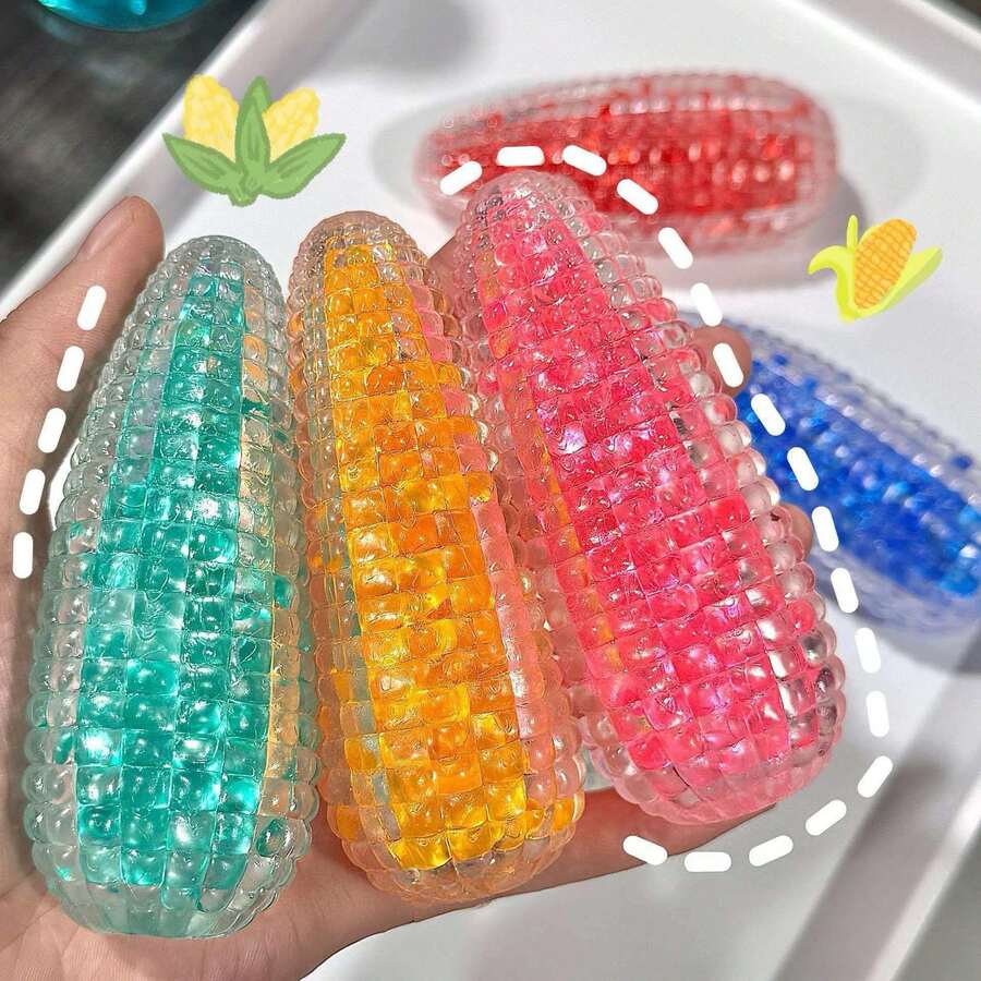 Đồ chơi bóp hình bắp ngô pha lê trong suốt mới về, đồ chơi bắp ngô giảm căng thẳng với cát chảy bên trong. - Nhiều màu - Xem 1