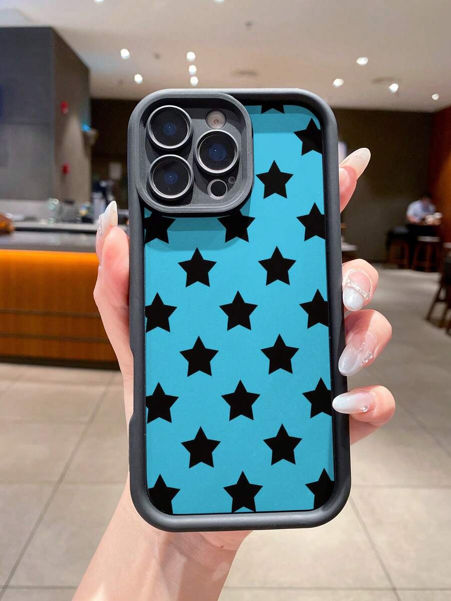 Stylish Black Star Design Transparent Protective Case For IPhone 17 AIR Pro, 16, 15 Pro Max, 14, 13, 12, 11, Anti-Drop High-End Niche Phone Cover - Takatake Kurohime - View 1