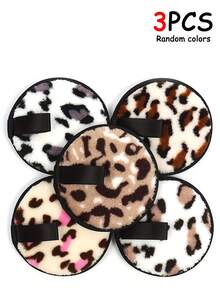 4/2/1pc New Leopard Print Pineapple-Pattern Lazy Makeup Remover Powder Puff - Round Shape, Washable, Double-Sided Cleaning, Wet Powder Puff For Makeup Removal, Makeup Air Cushion. - Multicolor - View 8