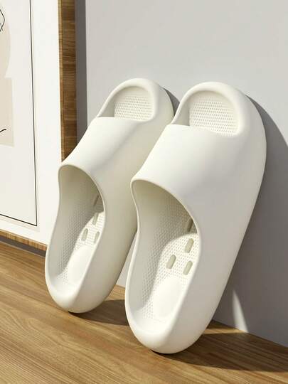 女士防水浴室拖鞋，夏季透气EVA轻便厚底简约百搭情侣平底凉鞋