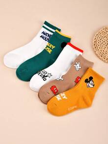 Disney Cartoon Children's Socks, 5 Pairs, Mickey And Minnie, Suitable For Outdoor Activities, School, And Home Leisure. - Multicolor - View 2