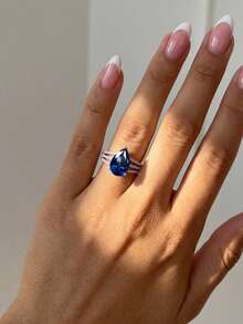 1pc S925 Sterling Silver 3-Line Water Drop Ring, Women's Thumb Ring, Exquisite Jewelry Gift - Three-line Water Drop - View 3