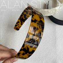 Elegant Retro Classic Tortoiseshell-Colored Wide Headband, Thickened Acetate, Fashionable, Versatile, Simple And Stylish - 咖玳瑁 14.5cm(3.5cm寬) - 查看 9