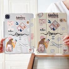 1pc Wanderlust Travel Girl Protective Cover With Pen Slot Multi-Angle Magnetic Stand Cover With Auto Sleep/Wake,Tablet Case Compatible With IPad Pro/Air/Compatible With Samsung Galaxy A9/S9/S7/S10+/Compatible With XIAOMI Pad/5/6/7 - Multicolor - View 9