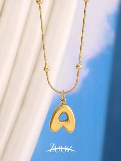 1pc Stainless Steel 3D Bubble Stereoscopic Letter Charm Necklace For Women Initial Capital Alphabet Pendant Necklace Jewelry Gifts