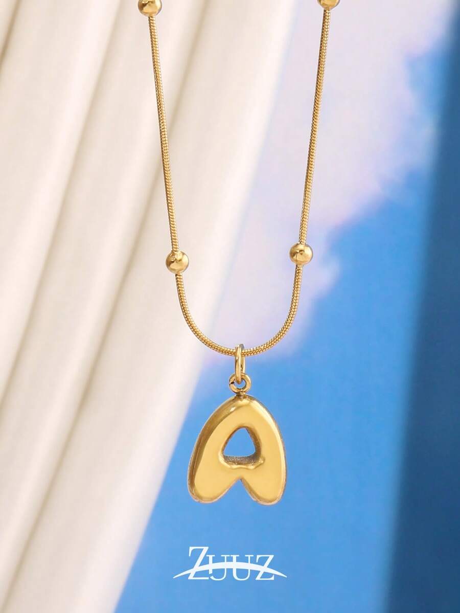 1pc Stainless Steel 3D Bubble Stereoscopic Letter Charm Necklace For Women Initial Capital Alphabet Pendant Necklace Jewelry Gifts - necklace - View 1