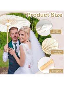 1/6/10支装 西式和欧式婚礼装饰伞，空白白色纸伞，新娘适用，婚礼装饰，创意礼物，生日礼物 - 可作婚礼回礼，日式和中式伞，DIY婚礼和派对装饰，夏季，海滩 - 白色 - 查看 7