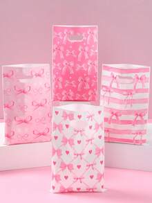 10/25/50pcs Pink Bow Gift Bags, Candy Bags With Cute Pink Bow Design, Suitable For Birthday Party, Wedding, Baby Shower, Boy Or Girl Party Favors, Newborn Party Decorations, Party Table Decor, Gender Reveal, Baby Shower, 1st Birthday, Blue & Pink Bear Decor, Party Bag Fillers, Wedding Decorations - Bow - View 6