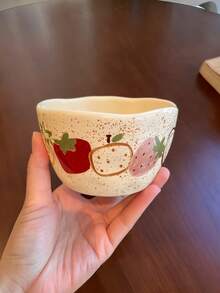 1pc Hand-Painted Graffiti Fruit Ceramic Coffee Cup & Saucer, Milk Mug, Rice Bowl, High-Quality Dessert Plate, Gift - Multicolor - View 13