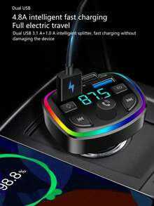 This Car Adapter Integrates MP3, FM Radio And Bluetooth 5.0, Equipped With Dual QC3.0 Fast Charging Ports, Features Playback Memory And Dual-Mode Anti-Interference Chip, Providing CD-Quality Sound - Multicolor - View 3