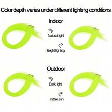 1pc Heat-Resistant Synthetic Long Straight Hair Extension Clip-In, Y2K Style Highlighted Side-Swept Bangs Hair Piece - Multicolor - View 10