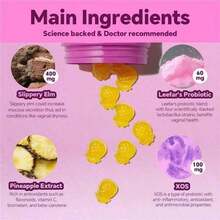 LEEFAR Women's Probiotic Gummies – Intimate Health & PH Balance Support With Slippery Elm, Prebiotics & Lactobacillus – Hawaiian Pineapple Flavor – 60 Gummies (Pack Of 1) - 鳳梨 - 查看 9