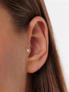 1件装925纯银耳钉，女士耳骨钉，平底耳廓耳钉，适合日常佩戴、婚礼、派对、订婚等场合，精美首饰 - 金色 - 查看 5