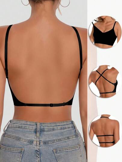 Women's Seamless Backless Bra, Sexy Summer Bra With Backless Design, Bridal Bra, Comes With 3 Adjustable Shoulder Straps, Comfortable And Breathable, Suitable For Weddings, Formal Occasions, Can Be Paired With Camisoles.