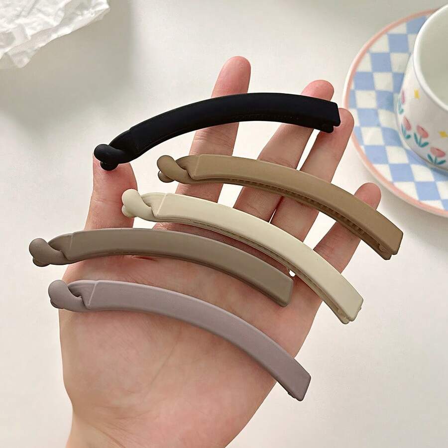 5pcs Twist Claw Clips, Minimalist Matte Texture Banana Hair Clips, Versatile Hairpin For Bun Updo - Multicolor - View 1