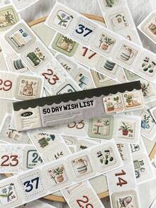 1 Book Of 20 Sheets Faux Embroidered Date Stickers, Pre-Cut No Trimming Needed, Cute Scrapbooking Materials Scrapbook Supplies Stationery Funny Stickers Kindle - Staying at Home - View 10