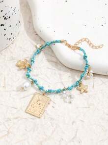 1pc Personalized Letter, Heart, Charm Bracelet Women Valentines DS3M - 黃金2 - 查看 5