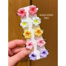 10pcs/Pack Random Color Flower Hair Clips Cute Style Suitable For Daily Use Hair Accessories Claw Clips Hair Claws Hair Barrettes School Stuff Vacation Outfits Woman Set Head Accessories - 彩色 - 查看 3
