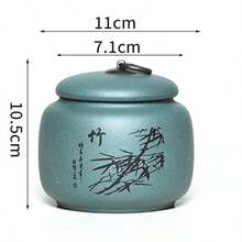 Yixing - Tarro de arcilla de 17 onzas olla de almacenamiento de té de hojas sueltas Zisha mantiene el té a granel ordenado y fresco verde bambú - Bambú verde - Ver 3