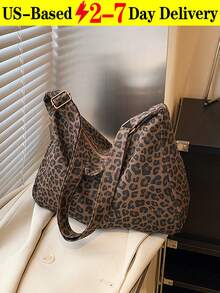 Fashion Leopard Print Handbag, Large Capacity Shoulder Bag, Essential Underarm Bag For Commuting Leopard Print Women's Wallet, Leopard Print Makes A Comeback, Stylish Leopard Print Women's Wallet For Autumn/Winter - 棕色 - 查看 9