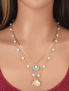 1 chiếc vòng cổ ngọc trai hình sao biển và vỏ sò phong cách Bohemian, vòng cổ vỏ sò và ngọc trai giả tối giản, đa năng lấy cảm hứng từ đại dương, phù hợp để đeo hàng ngày, dự tiệc, đi nghỉ mát, đi biển. - Nhiều kiểu dáng/màu sắc - Xem 4