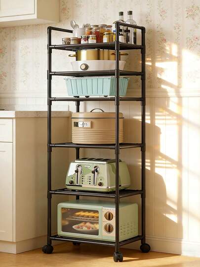 1 قطعة رف تخزين متعدد الطبقات من 2 إلى 5 طبقات، رف أرضي متحرك للتنظيم في غرفة المعيشة والنوم والمطبخ، متعدد الوظائف، سعة كبيرة، متوفر بألوان متعددة