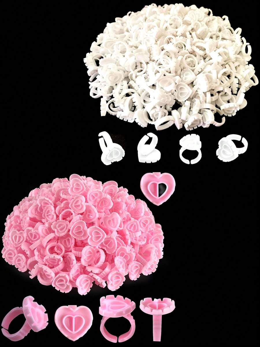 Heart-Shaped Eyelash Glue Holder - 50/100/200/300/500/600/700pcs Eyelash Glue Storage Box, Eyelash Extension Supplies, Thick Fan Tray - Multicolor - View 1