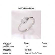 1枚女士优雅闪亮圆形立方氧化锆戒指，适合订婚、周年纪念、承诺、婚礼、生日、圣诞节、感恩节、情人节等场合佩戴。 - 銀色 - 查看 9