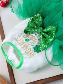 1件宠物服装，猫狗服装，小型犬和幼犬可爱浪漫系列套装，亮片蝴蝶结薄纱裙 - 彩色 - 查看 7