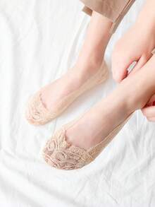 1/5/10 Pairs Boat Socks Slippers Fashion Sexy Lace Invisible Sock Hollow Silicone Non-Slip Breathable Thin Comfortable Spring Summer Women Socks - Multicolor - View 6