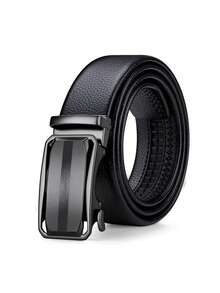 Thắt lưng da WilliamPOLO màu đen với khóa rỗng, thắt lưng nam giả da vân cá sấu có thể điều chỉnh với khóa tự động, quà tặng cho bạn trai. - Màu súng đen - Xem 9